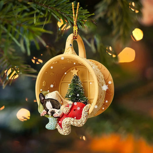 Christmas Tree Pendant Cute Dog Animal Drop Ornament New Year Festive Party Supplies Room Decoration Xmas Gift