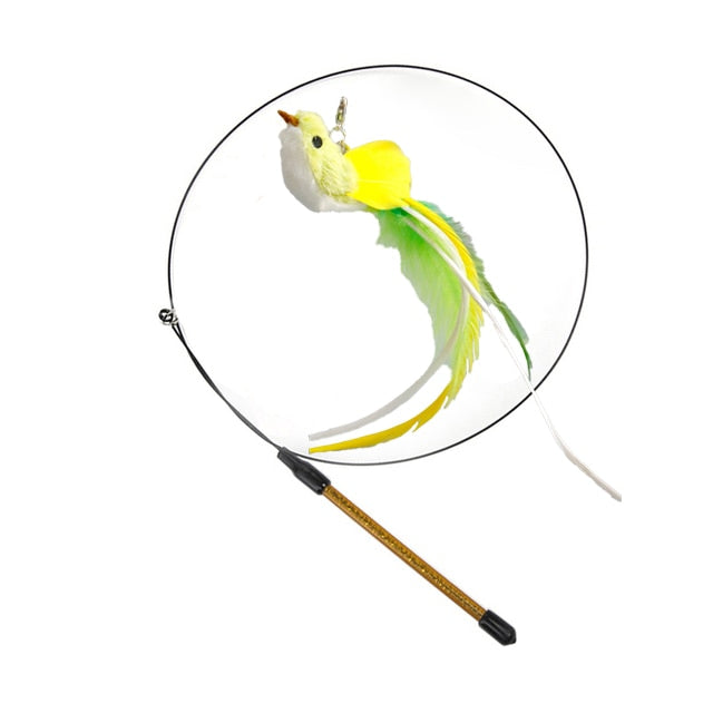 Simulation Bird interactive Cat Toy Funny Feather Bird with Bell Cat Stick Toy for Kitten Playing Teaser Wand Toy Cat Supplies