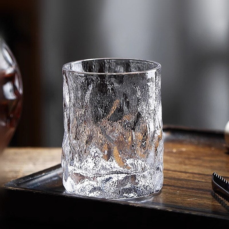 Japanese EDO First Snow Old Fashioned Glass Whiskey Cup Wood Box Whisky Thick Crystal Hammer Heavy Wine Tumbler Beer Mug