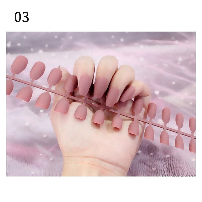 Matte False Nail Tips Solid Color Matte Super Long Coffin False Nail Ballet Press on Nails Tips