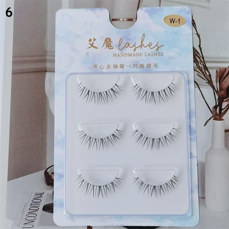 3pairs Mink Eyelashes Invisible Band Lash Extension Natural False Eyelashes Cross Cluster Fairy 3D Faux