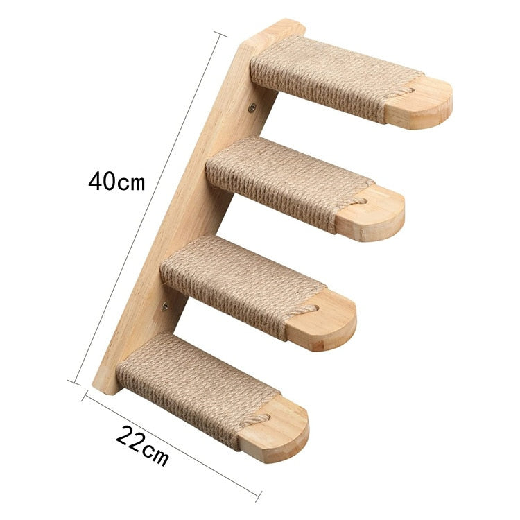 Cat Climbing Wood Frame Wall Mounted Solid Wood Cat Tree Jumping Platform Wall DIY Pet Furniture Kitten Springboard Scratching