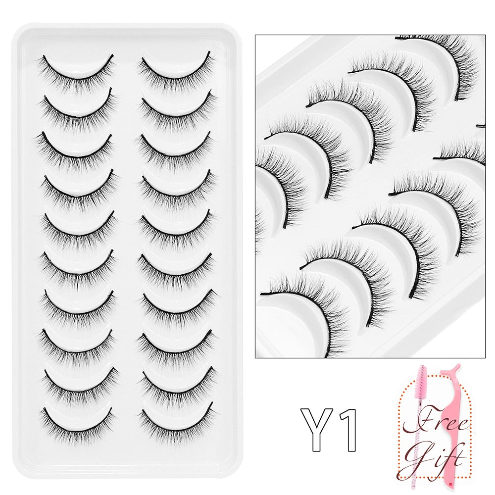 5/10/14Pairs Natural False Eyelashes Dramatic 3D Mink Lashes HandMade Fake Eyelash Extension Reusable Makeup Tool