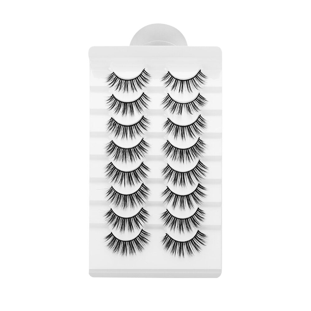 8 Pairs 3D Mink False Eyelashes Mixed Style 100% Mink Hair Wispies Criss-cross Fluffy Eyelashes Volume Handmade Cruelty-free