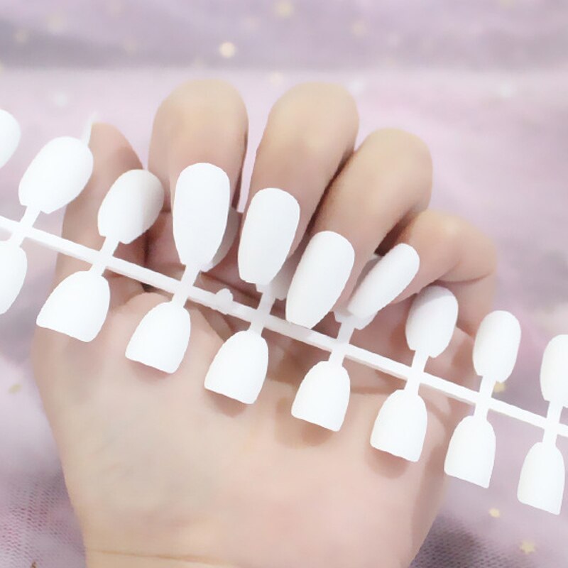 24Pcs/Sheet Matte Fake Nails Full Cover Ballet Fake Nail Elegant Solid Color Long Coffin False Nails Art Artificial Fingernails