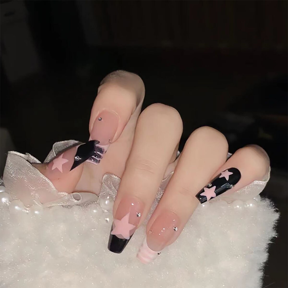 24pcs Wearable Pink Press On Fake Nails Tips With Glue false nails design Butterfly Lovely Girl false nails With Wearing Tools