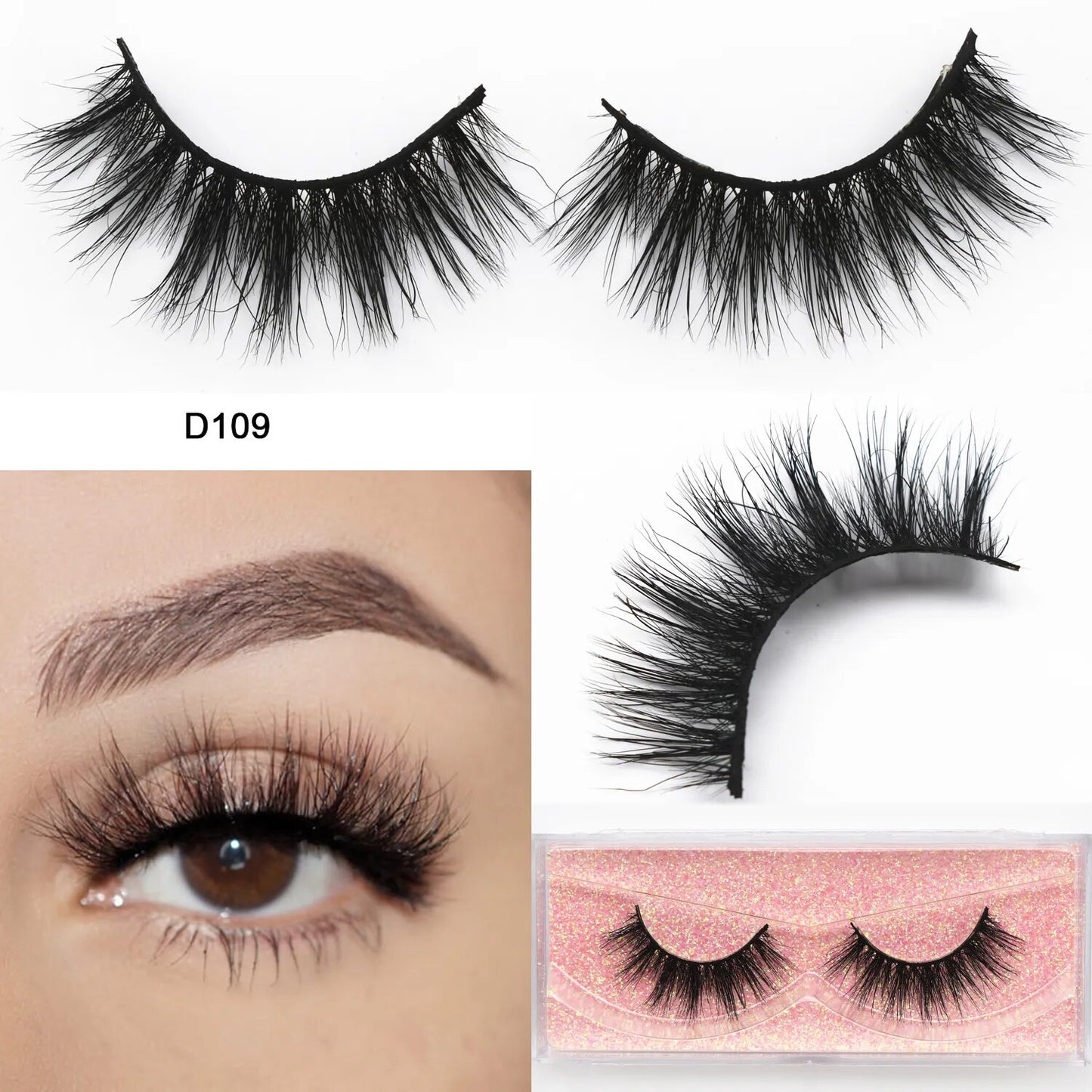 3D Mink Cat Eye Lashes Mink False Eyelash Handmade Wispy Volume Cateye Lashes Fox Eye Lashes Full Strip Lashes Makeup Fake Lash