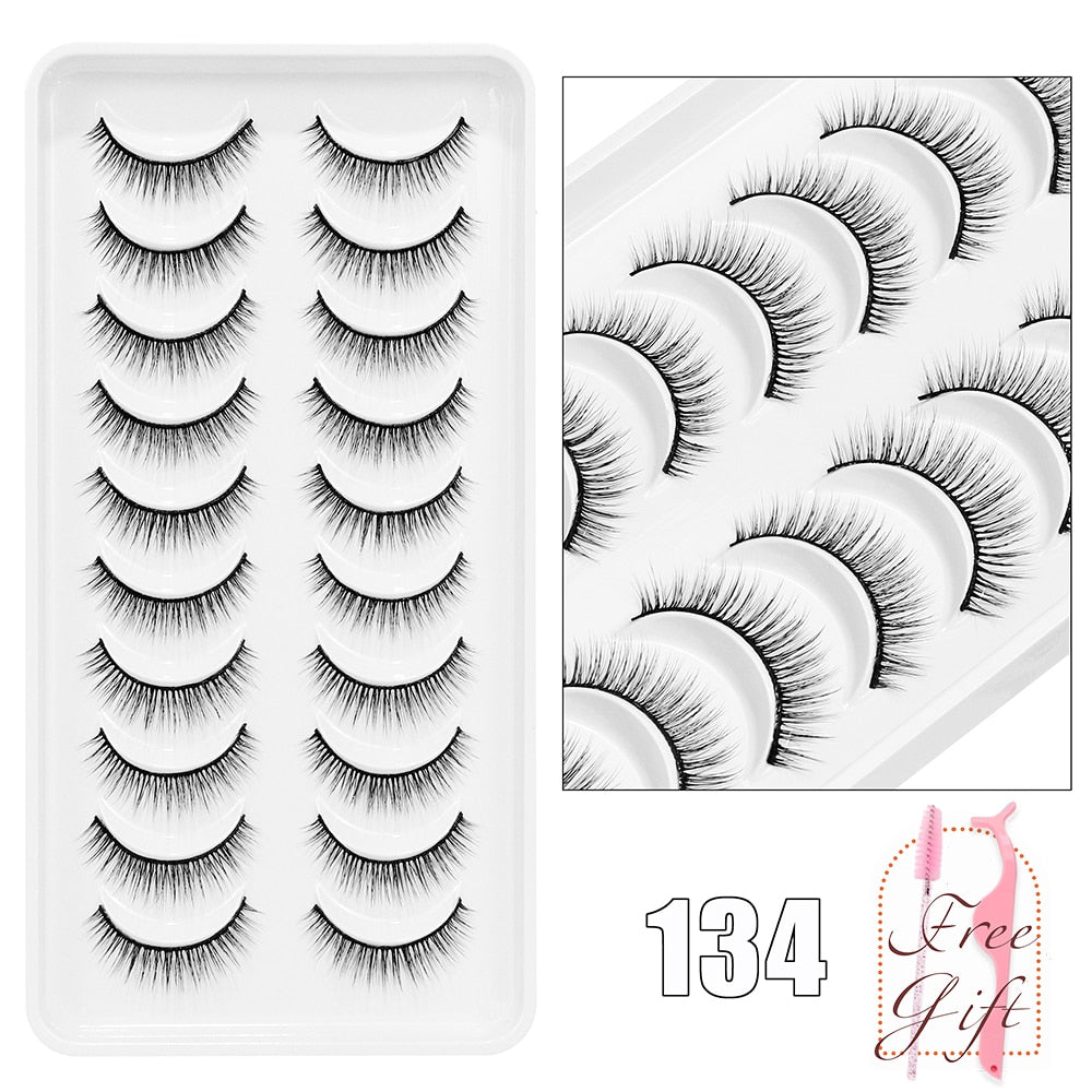 5/10/14Pairs Natural False Eyelashes Dramatic 3D Mink Lashes HandMade Fake Eyelash Extension Reusable Makeup Tool