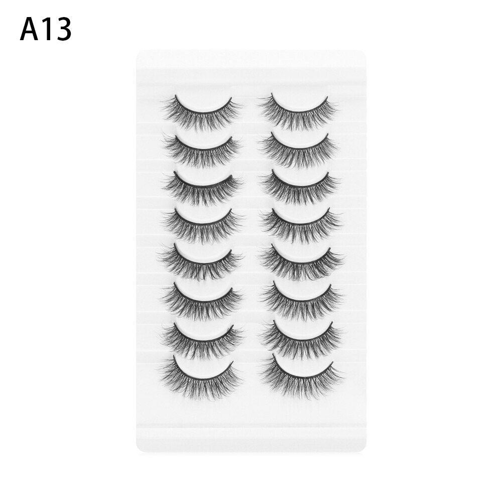 8 Pairs 3D Mink False Eyelashes Mixed Style 100% Mink Hair Wispies Criss-cross Fluffy Eyelashes Volume Handmade Cruelty-free