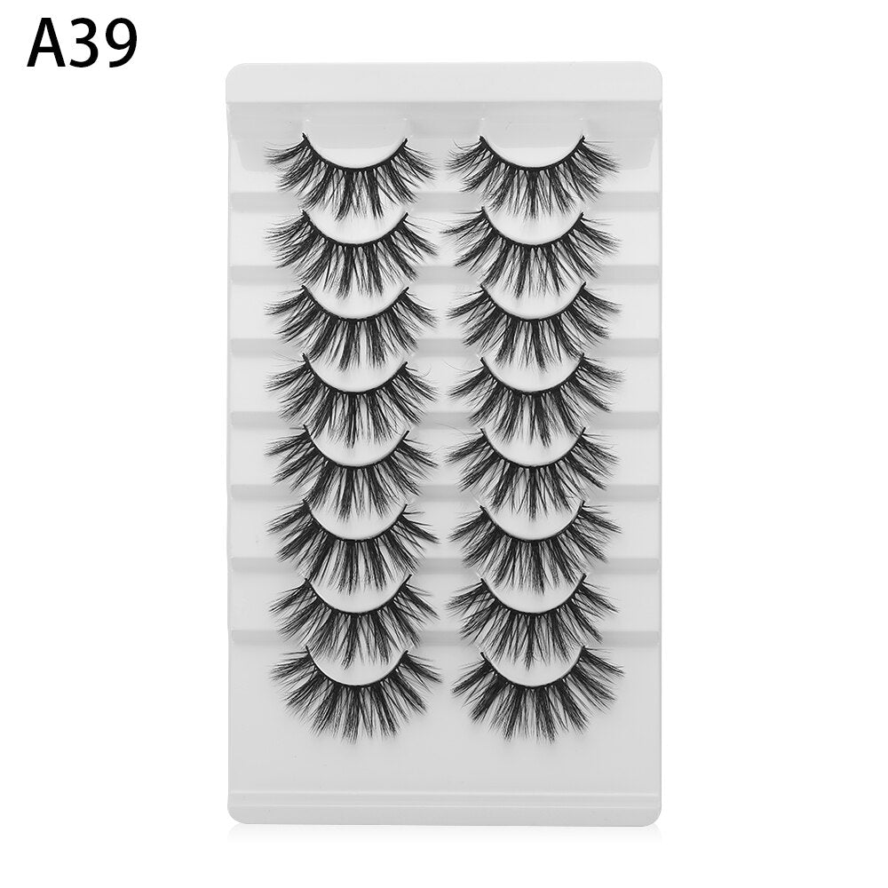 8 Pairs 3D Mink False Eyelashes Mixed Style 100% Mink Hair Wispies Criss-cross Fluffy Eyelashes Volume Handmade Cruelty-free