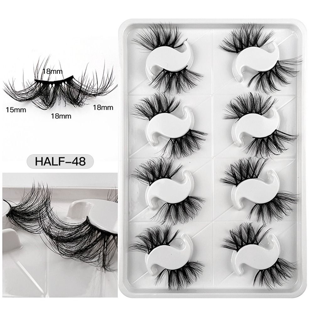 8 Pairs 3D Mink False Eyelashes Mixed Style 100% Mink Hair Wispies Criss-cross Fluffy Eyelashes Volume Handmade Cruelty-free