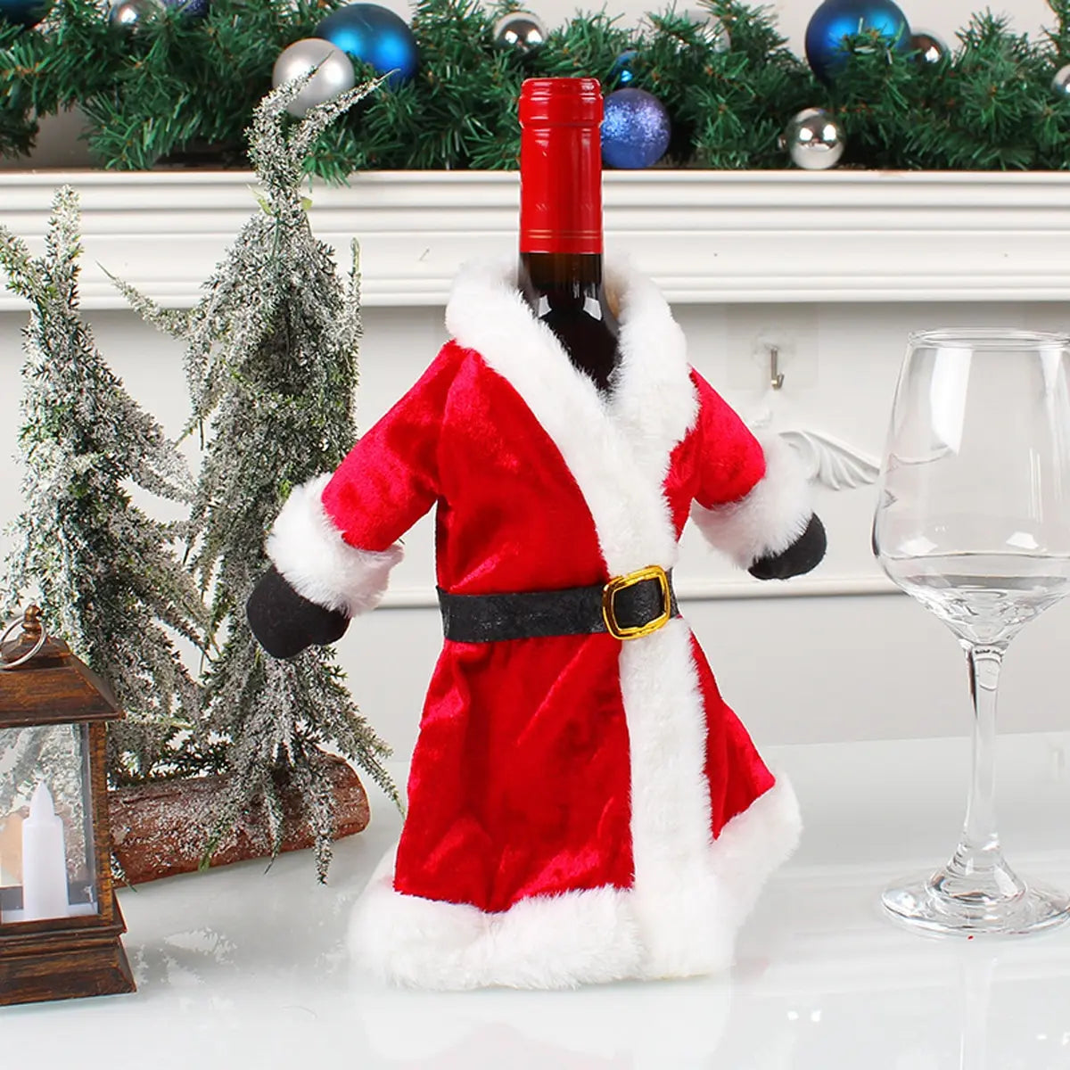 2pc Christmas Decorative Santa Claus Christmas Skirt Dress Wine Bottle Cover Snowman Gifts Christmas Table Decoration