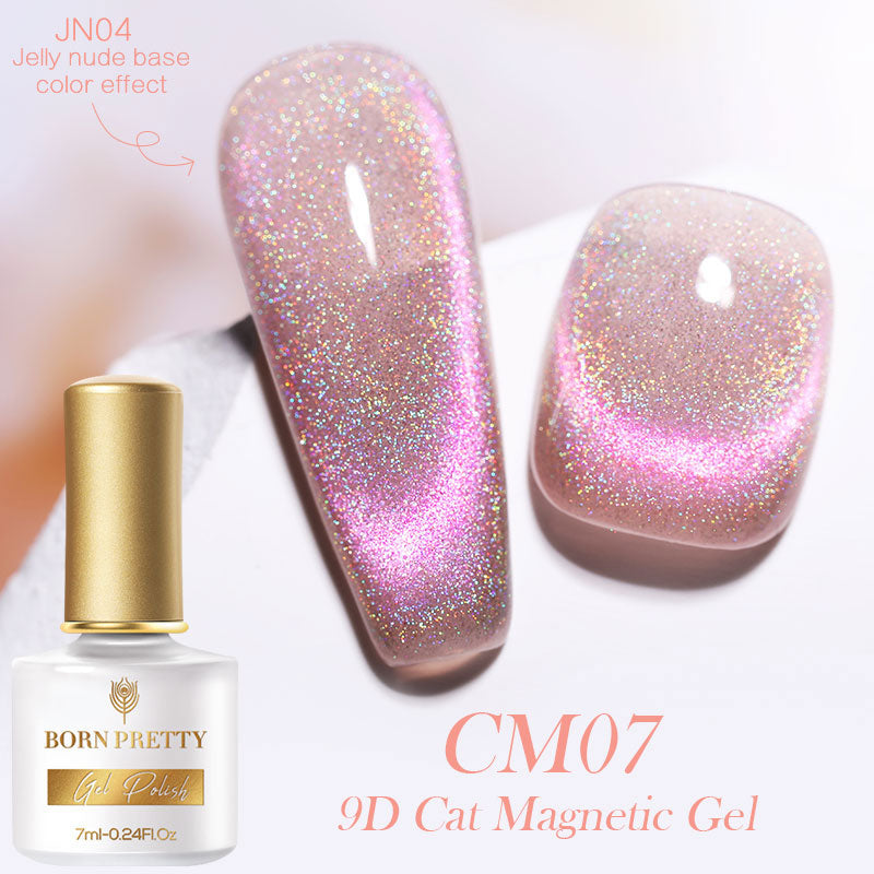 7ml 9D Laser Cat Magnetic Gel Nail Gel Pink Magnetic Gel Soak Off UV LED Nail Varnish UV Gel Need Pink Nude Base