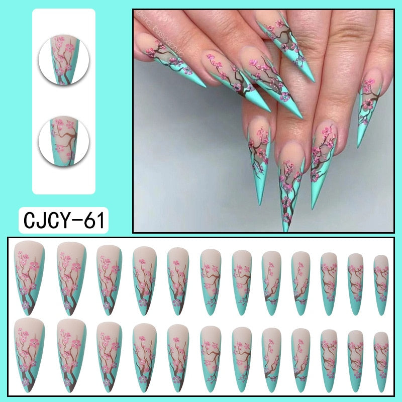 Fake Nails Heart Pattern Full Cover Fake Nails DIY Glue Press On Nails