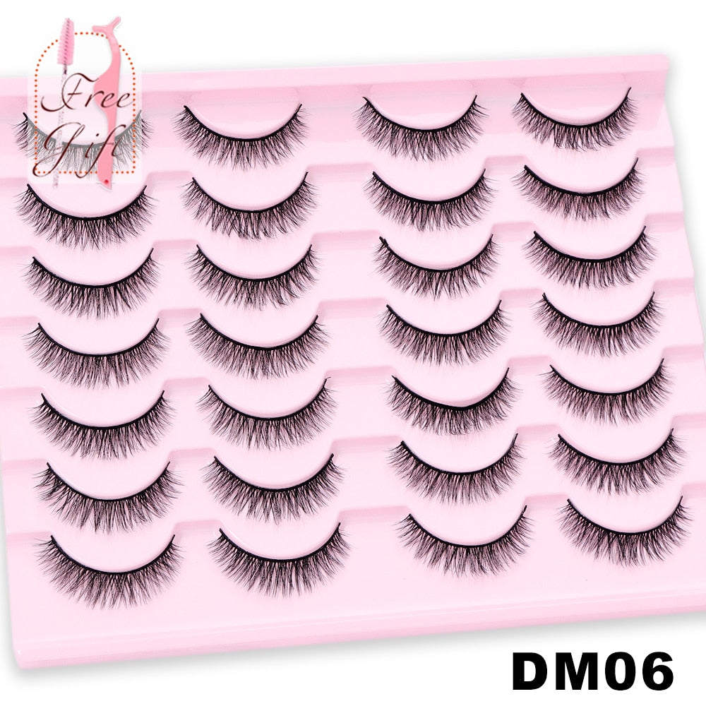 5/10/14Pairs Natural False Eyelashes Dramatic 3D Mink Lashes HandMade Fake Eyelash Extension Reusable Makeup Tool