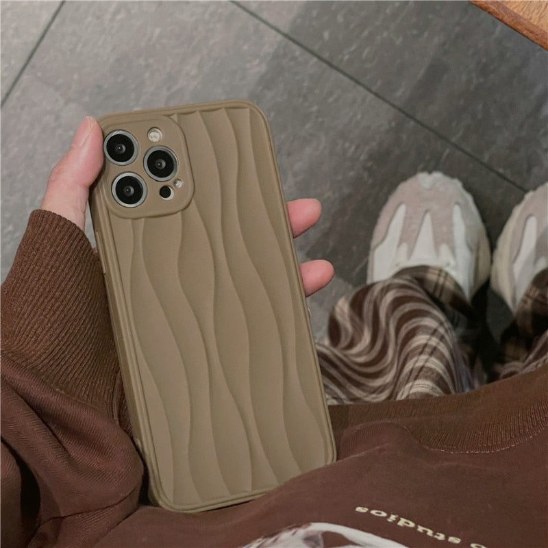 Retro Chocolate milk Coffee Water Ripple wave line art Phone case For iPhone 14 13 11 12 Pro Max 14 Plus case Cute simple Cover