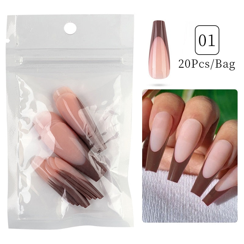 Matte False Nail Tips Solid Color Matte Super Long Coffin False Nail Ballet Press on Nails Tips