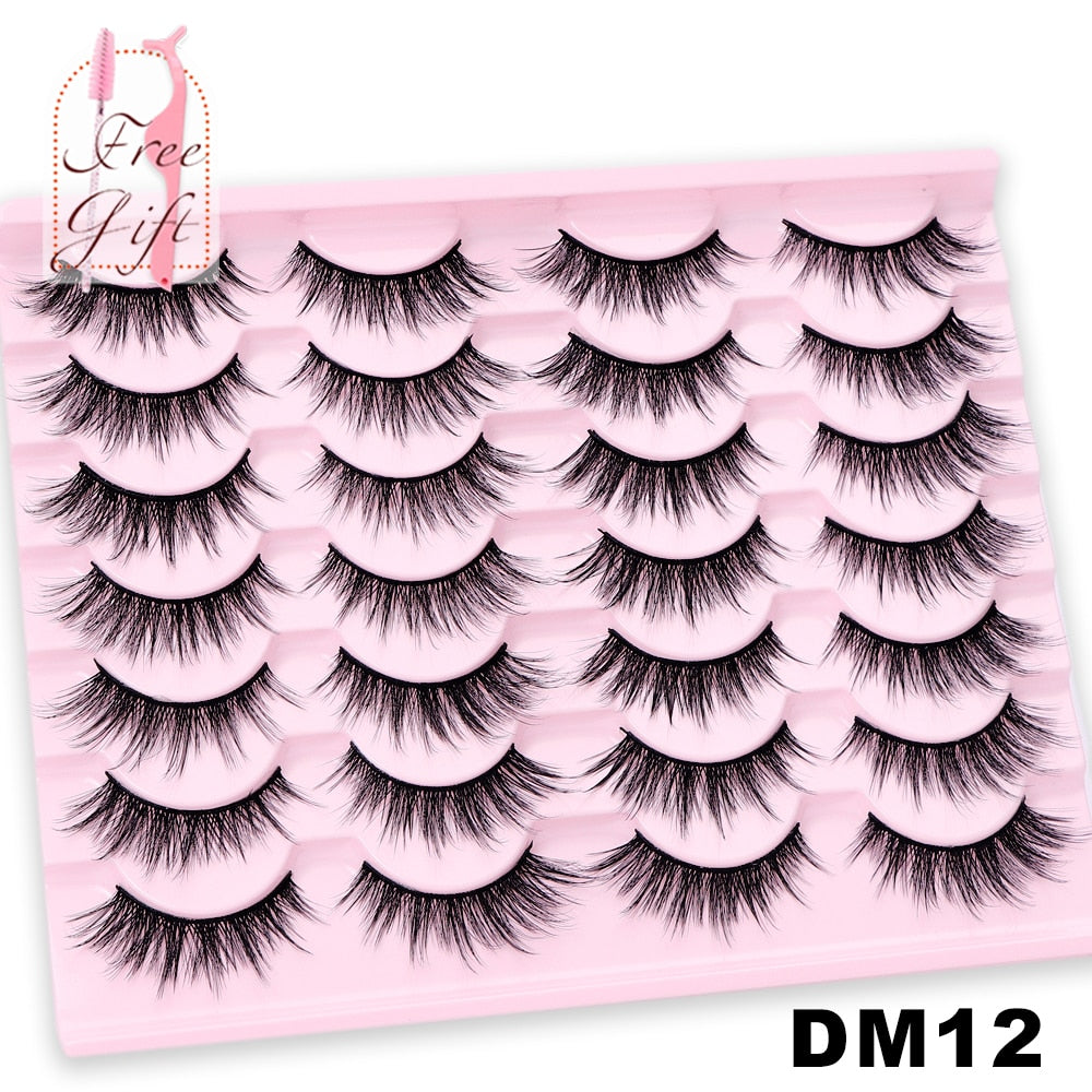 5/10/14Pairs Natural False Eyelashes Dramatic 3D Mink Lashes HandMade Fake Eyelash Extension Reusable Makeup Tool