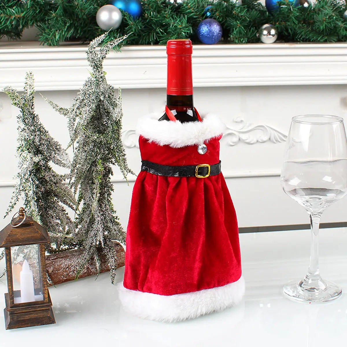 2pc Christmas Decorative Santa Claus Christmas Skirt Dress Wine Bottle Cover Snowman Gifts Christmas Table Decoration