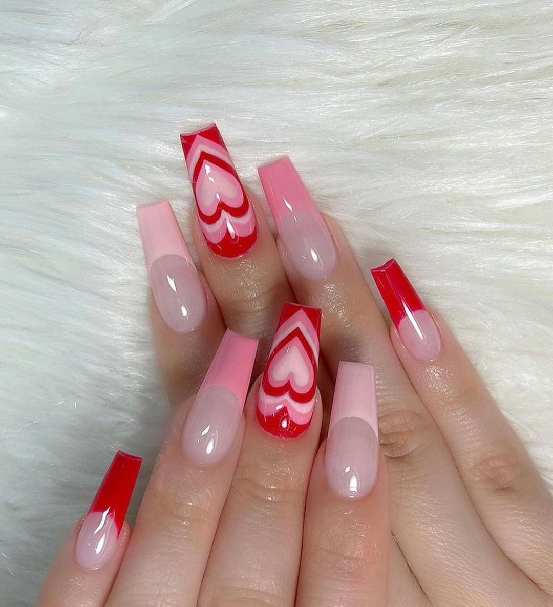 Pink Cow Design False Nail French Full Cover Long Coffin Fake Nails Glue DIY Manicure Nail Art Tools press on nails nail tips