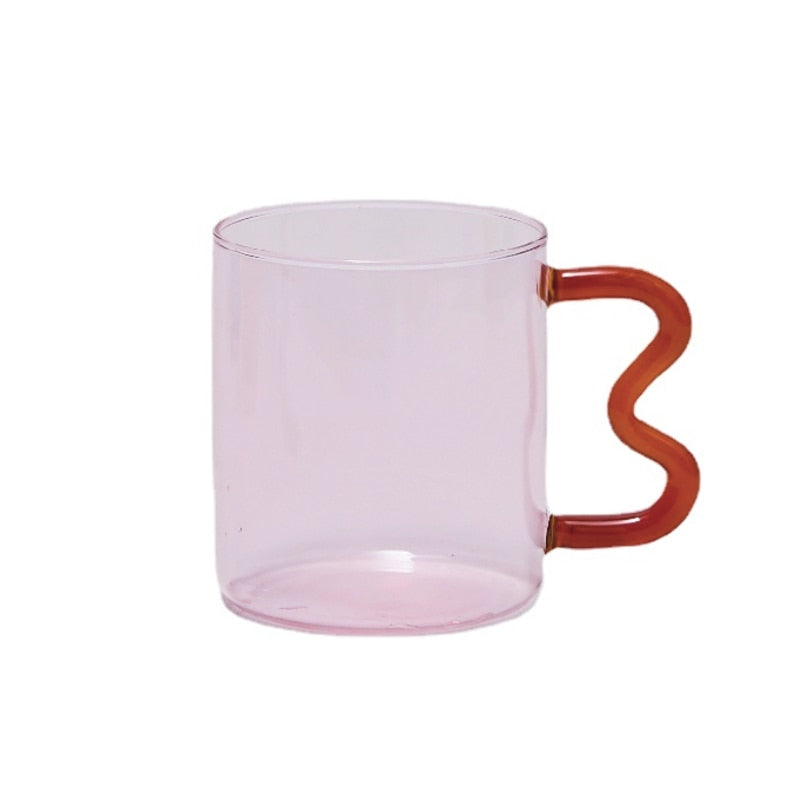 Design Colorful Ear Glass Mug Handmade Simple Wave Coffee Cup Tumbler Gift Drinkware 300ml