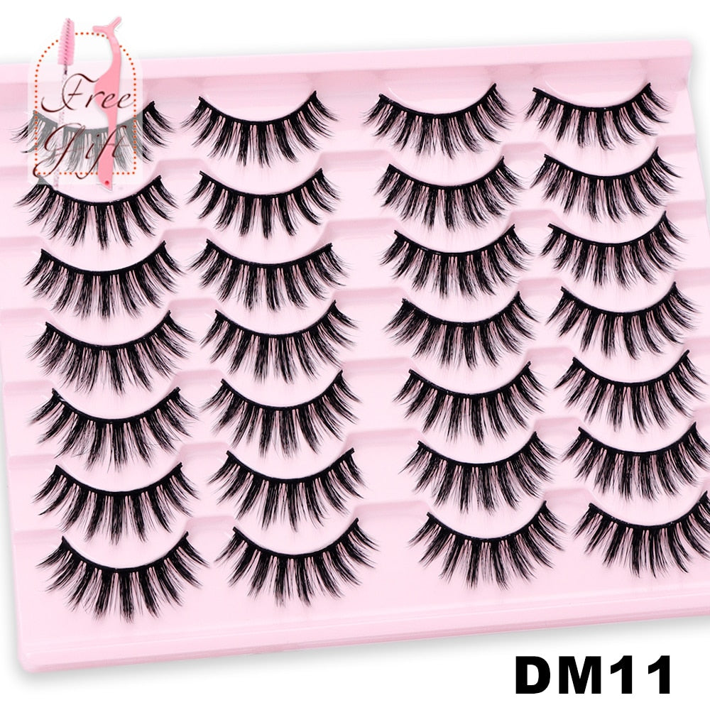 5/10/14Pairs Natural False Eyelashes Dramatic 3D Mink Lashes HandMade Fake Eyelash Extension Reusable Makeup Tool