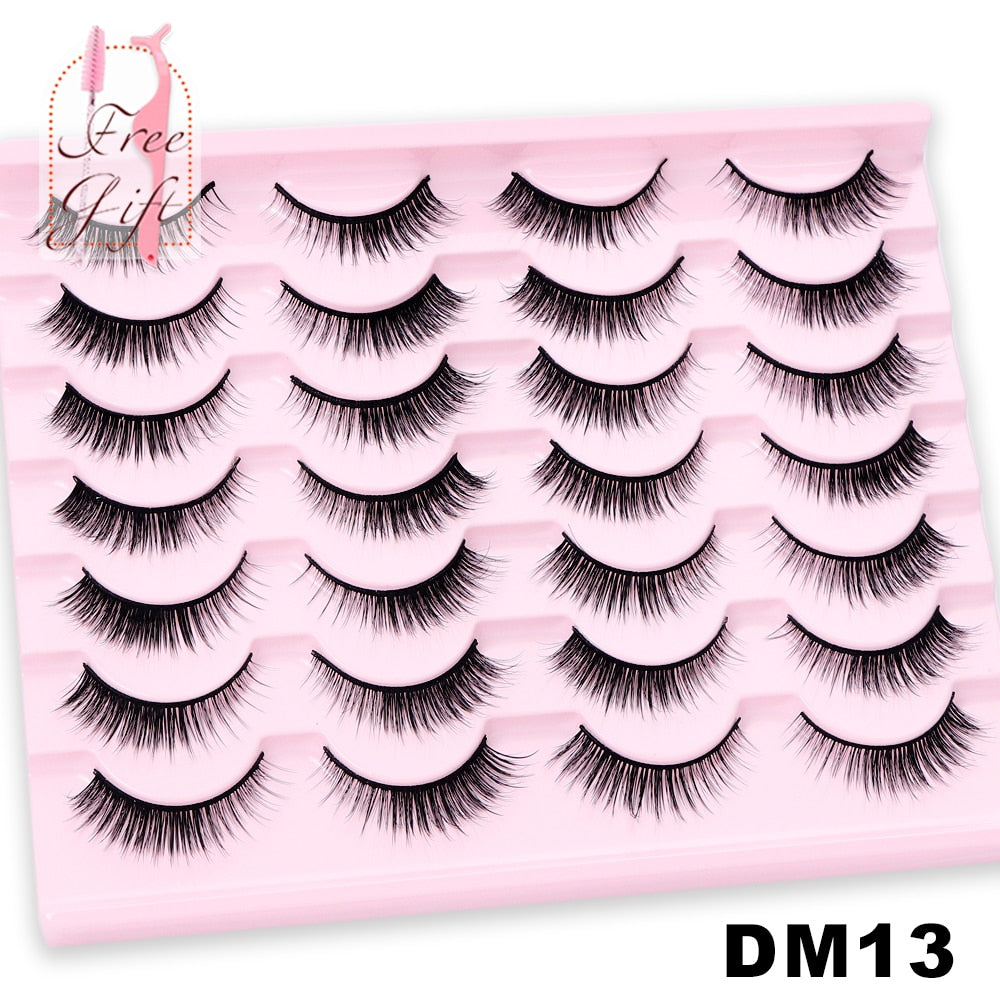 5/10/14Pairs Natural False Eyelashes Dramatic 3D Mink Lashes HandMade Fake Eyelash Extension Reusable Makeup Tool