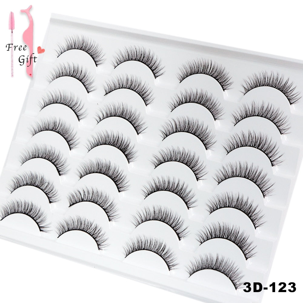 5/10/14Pairs Natural False Eyelashes Dramatic 3D Mink Lashes HandMade Fake Eyelash Extension Reusable Makeup Tool