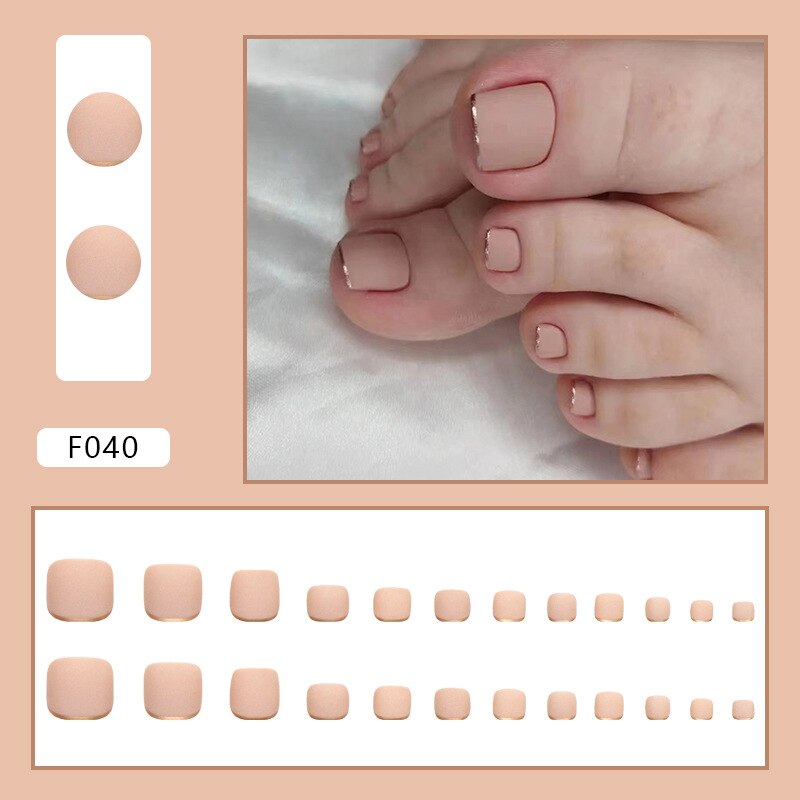 24pcs detachable fake toe nails Shiny fragment Jade foot nail stickers full cover white toe nail tips short press on toe nails