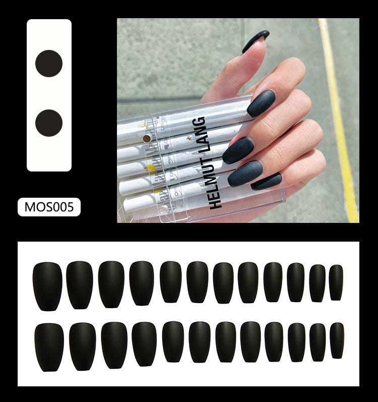 24pcs ballet Matte Solid Color False Nails Removable Artificial Nails with Natural Fit full cover white nail tips nails press on