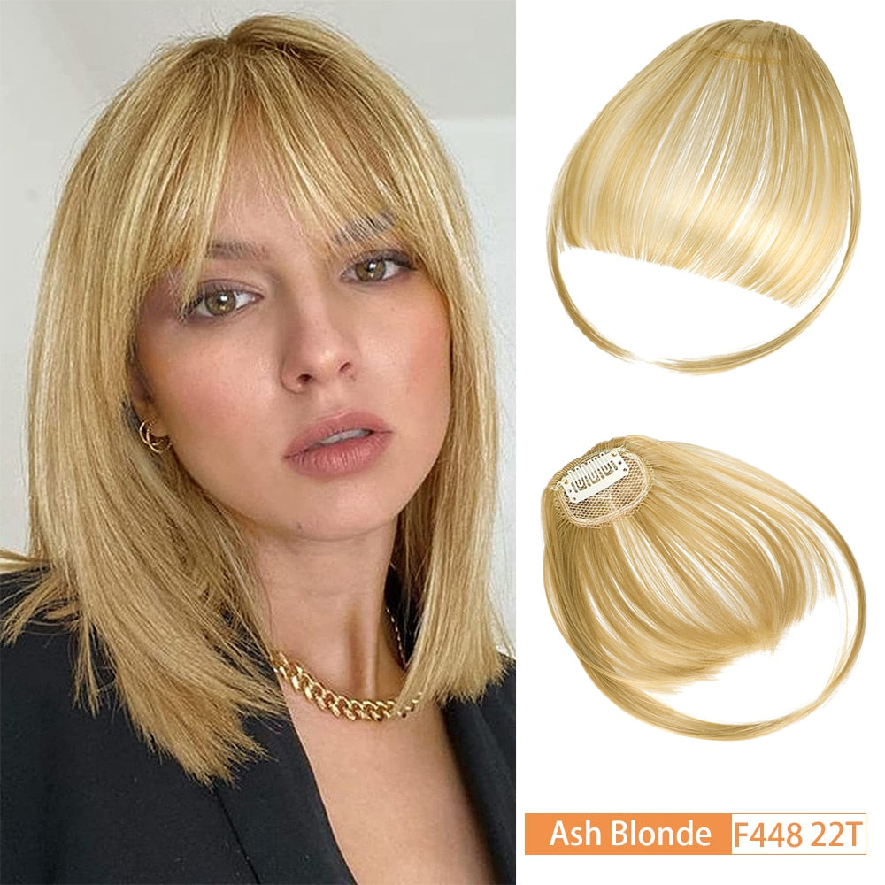 False Bangs Synthetic Hair Extension Fake Fringe Natural hair clip on bangs Light Brown wigs