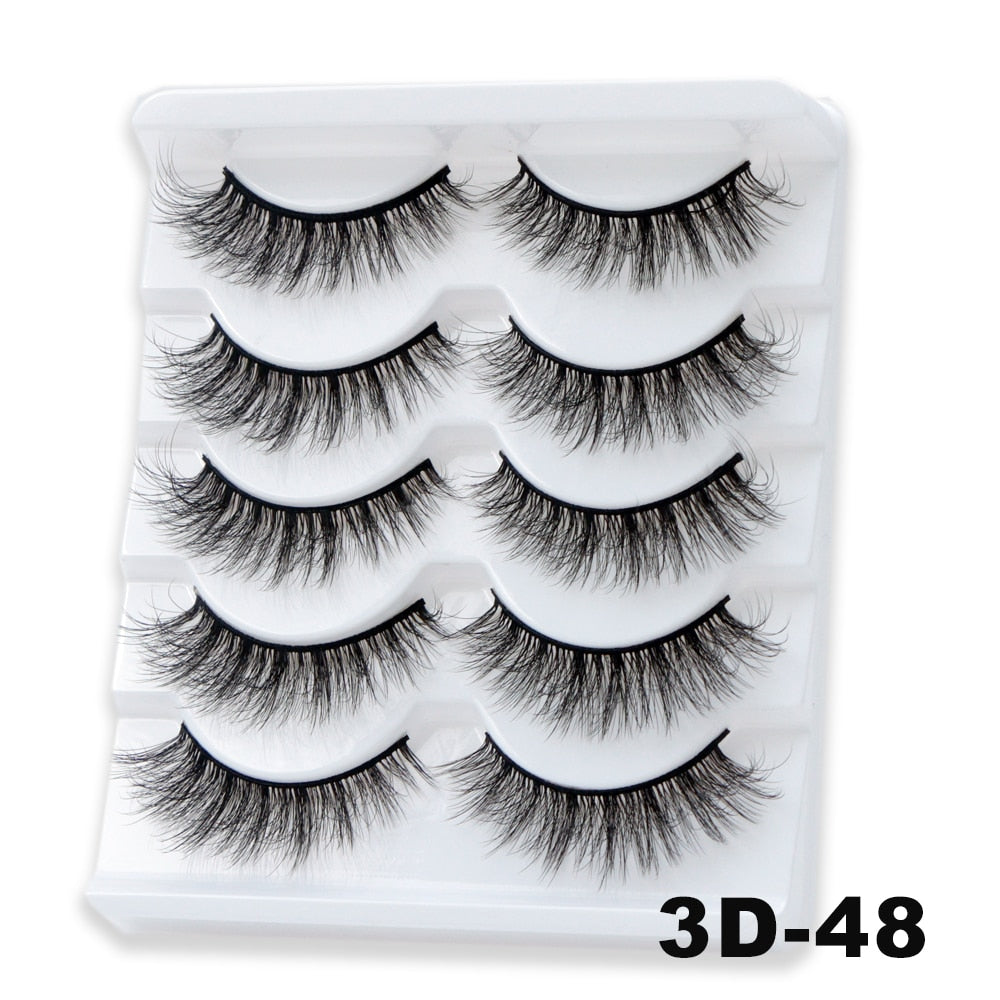 5/10/14Pairs Natural False Eyelashes Dramatic 3D Mink Lashes HandMade Fake Eyelash Extension Reusable Makeup Tool