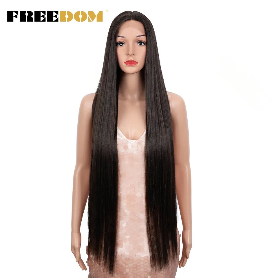 Synthetic Lace Wig 38 Inch Deep Part Long Straight Wig Ombre Pink Cosplay Wigs Synthetic Lace Front Wigs For Black Women