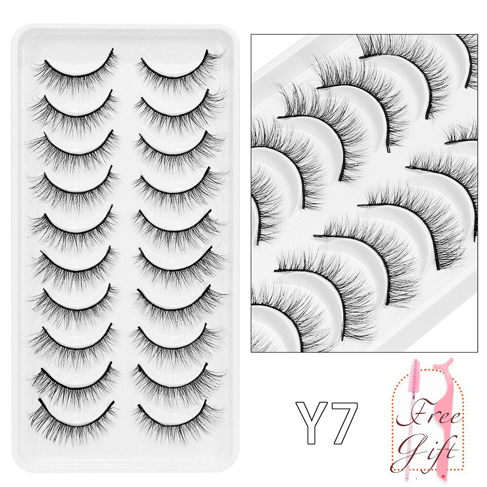 5/10/14Pairs Natural False Eyelashes Dramatic 3D Mink Lashes HandMade Fake Eyelash Extension Reusable Makeup Tool