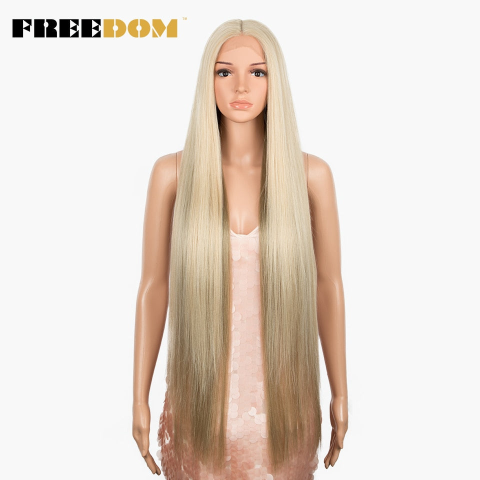 Synthetic Lace Wig 38 Inch Deep Part Long Straight Wig Ombre Pink Cosplay Wigs Synthetic Lace Front Wigs For Black Women