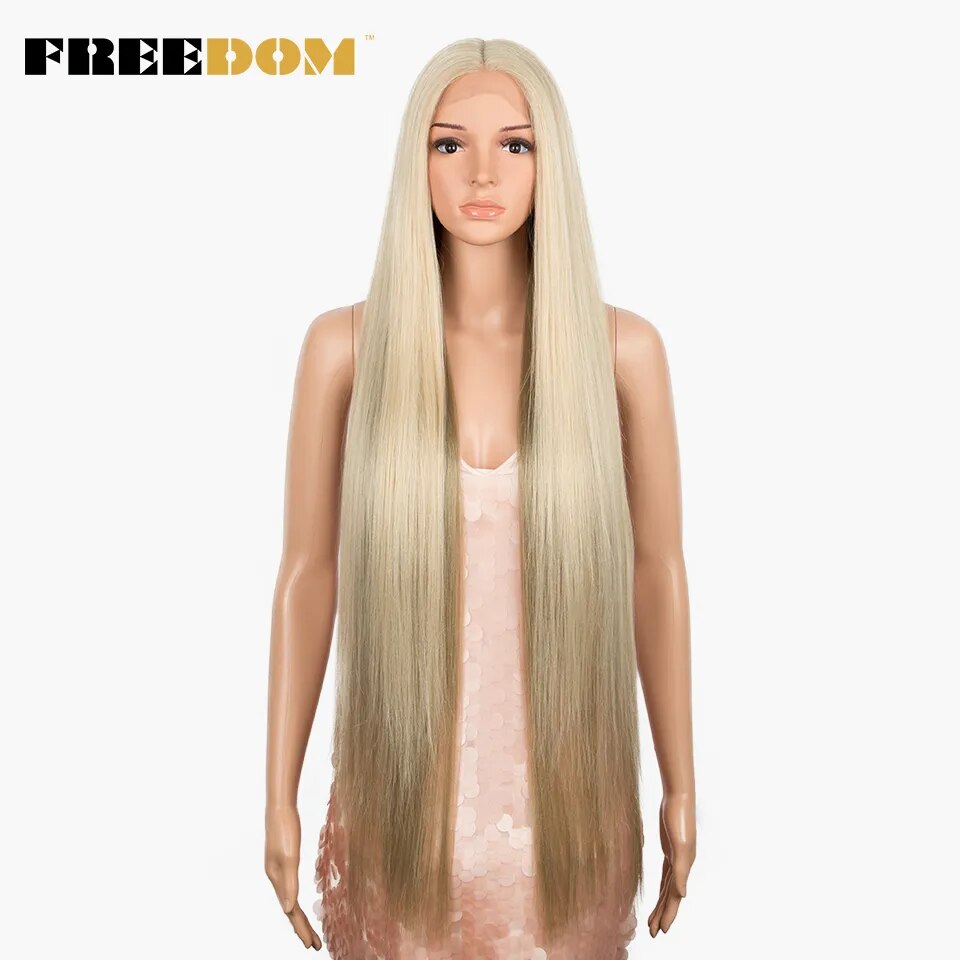 Synthetic Lace Wig 38 Inch Deep Part Long Straight Wig Ombre Pink Cosplay Wigs Synthetic Lace Front Wigs For Black Women