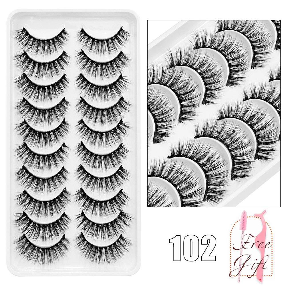 5/10/14Pairs Natural False Eyelashes Dramatic 3D Mink Lashes HandMade Fake Eyelash Extension Reusable Makeup Tool