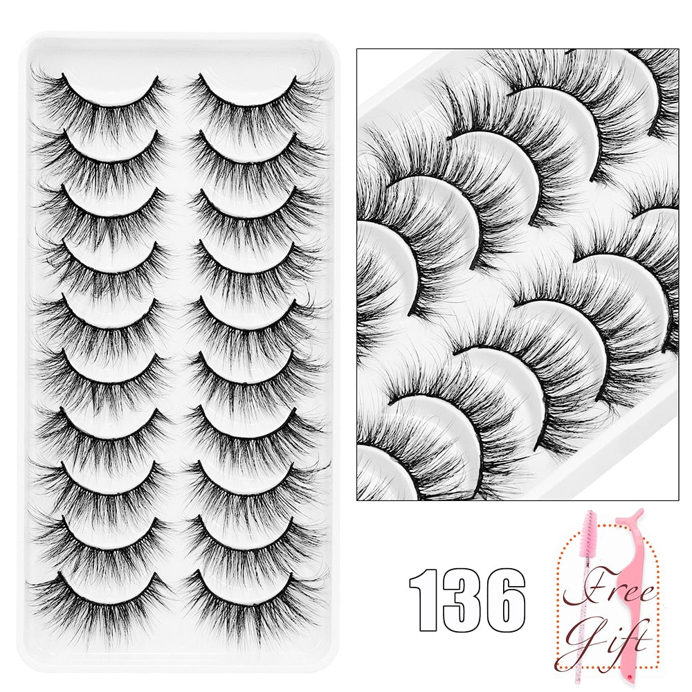 5/10/14Pairs Natural False Eyelashes Dramatic 3D Mink Lashes HandMade Fake Eyelash Extension Reusable Makeup Tool