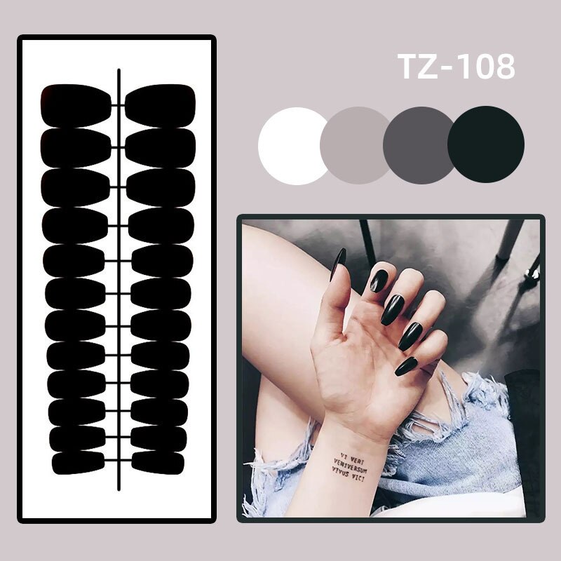 24Pcs False Nails Press on Nails Simplicity Stars Cow Leopard Print Graffiti Broken Flowers Fresh