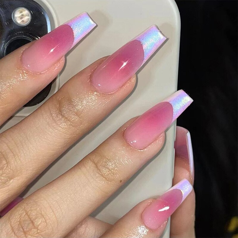 24pcs/box fake nails with Glue Detachable Long Ballerina False Nails With Design Wearable Fake Nails Full Cover