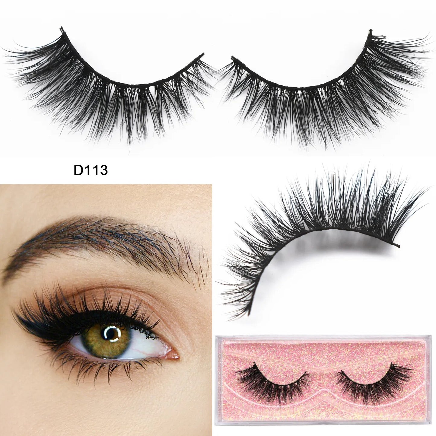 3D Mink Cat Eye Lashes Mink False Eyelash Handmade Wispy Volume Cateye Lashes Fox Eye Lashes Full Strip Lashes Makeup Fake Lash