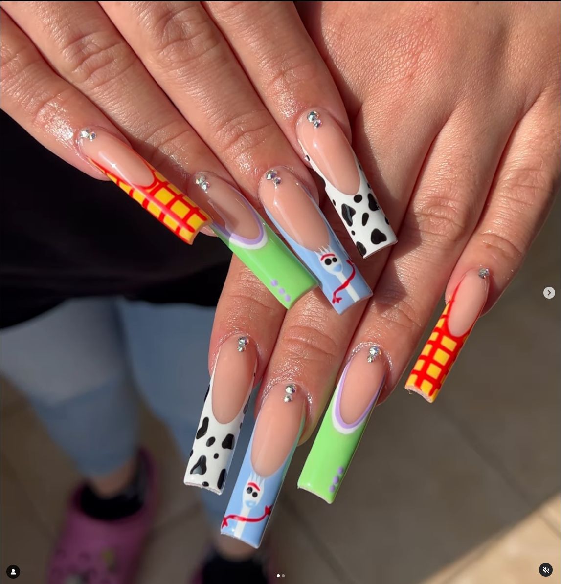 24Pcs French False Nails Long Ballet Fake Nails with Cow Pattern Design Wearable Square Press on Nail Finished Nail Tip Manicure