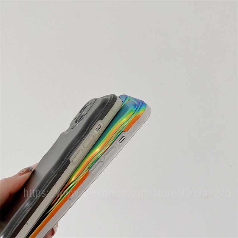 Luxury Phone Case Matte Laser Gradient Aurora For iPhone 14 13 Pro max 12 11 Promax XS XR Plus Rainbow Funda Cover Coque