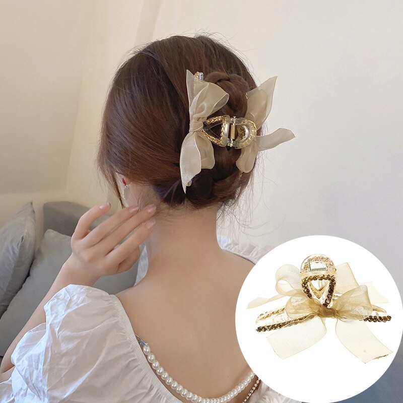 Cute Big Bow Hair Claws Sweet Hair Clip Ponytail Holder Hairpins Clip Hair Accessories