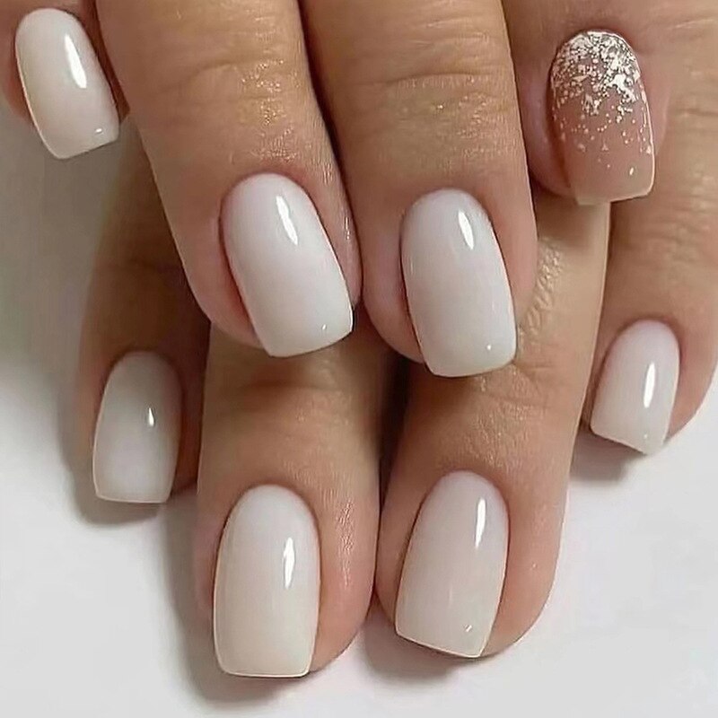 24pcs Long gradient nude false nail with glue simple artifical press on nails acrylic nails natural stick on nails set