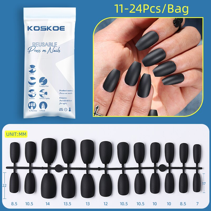 Matte False Nail Tips Solid Color Matte Super Long Coffin False Nail Ballet Press on Nails Tips