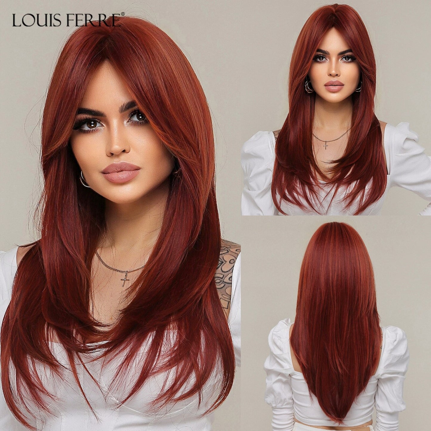 Black Pink Ombre Synthetic Wigs for Cosplay Long Straight Layered Wigs with Bangs for Women Heat Resistant Fake Hair