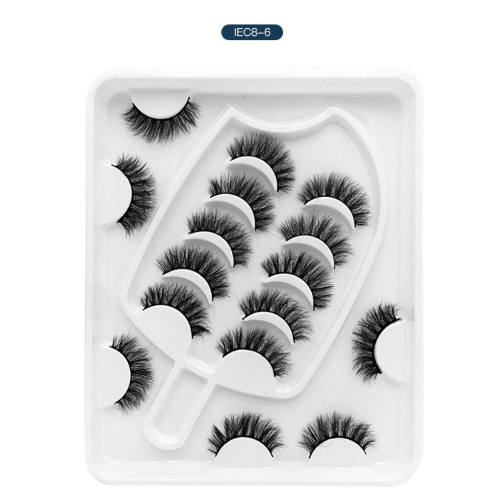 8 Pairs 3D Mink False Eyelashes Mixed Style 100% Mink Hair Wispies Criss-cross Fluffy Eyelashes Volume Handmade Cruelty-free