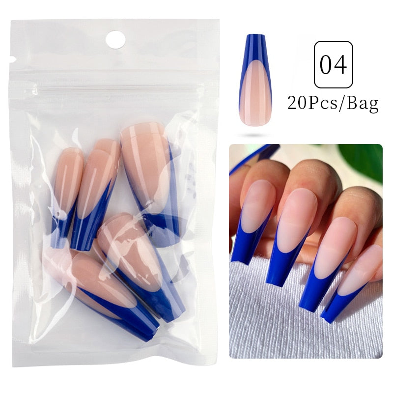 Matte False Nail Tips Solid Color Matte Super Long Coffin False Nail Ballet Press on Nails Tips