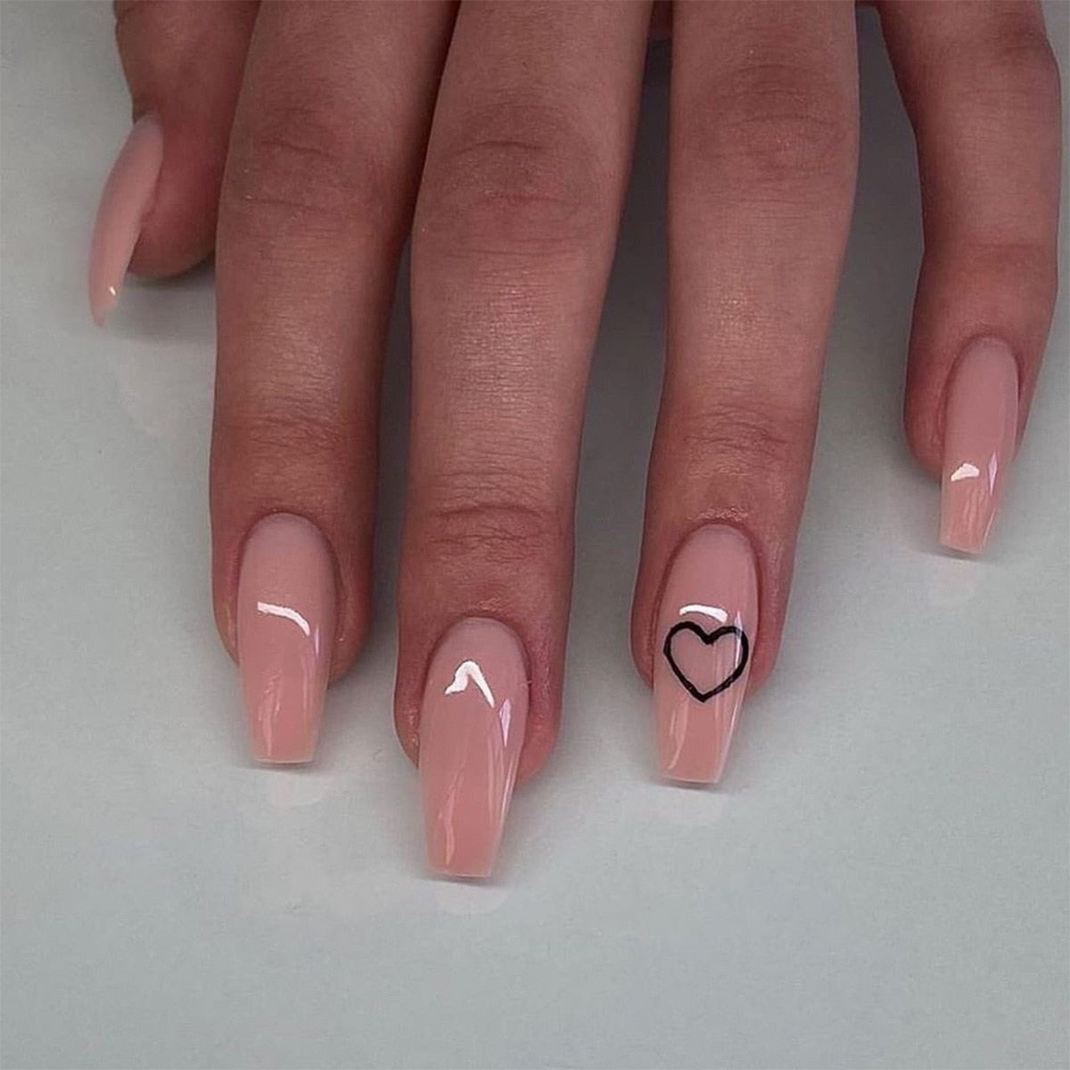 Fake Nails Heart Pattern Full Cover Fake Nails DIY Glue Press On Nails